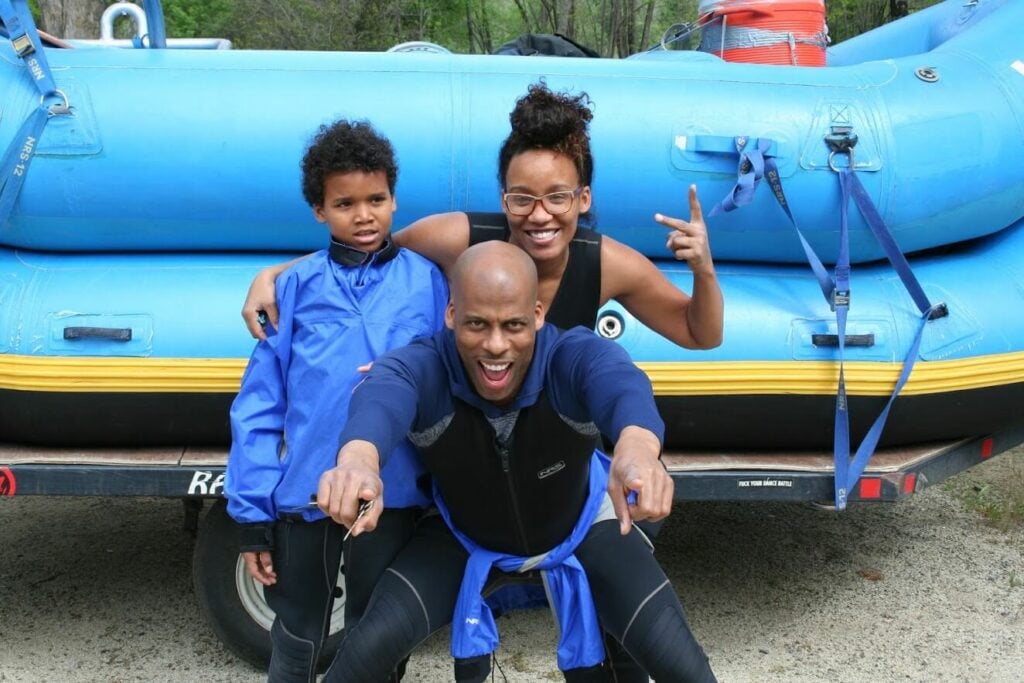 Family stoked for a day of whitewater fun