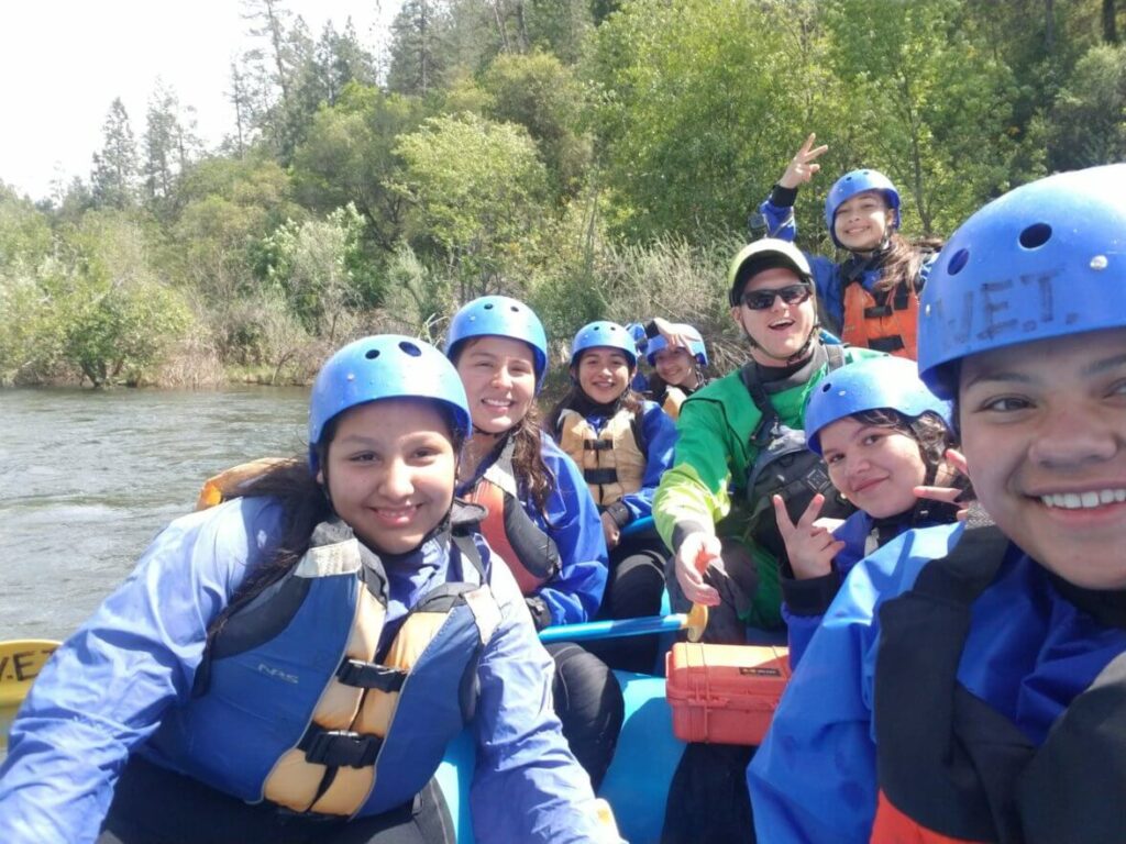 School trip selfie on the South Fork of the American River