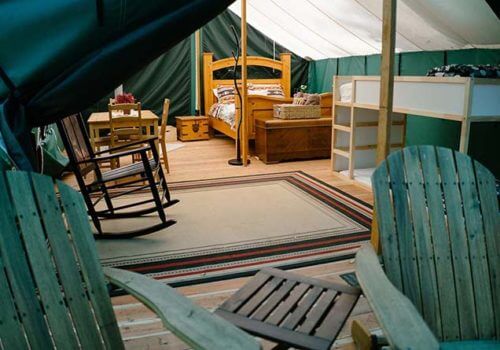 Canvas glamping tents at Camp Nauvoo in Placerville, CA